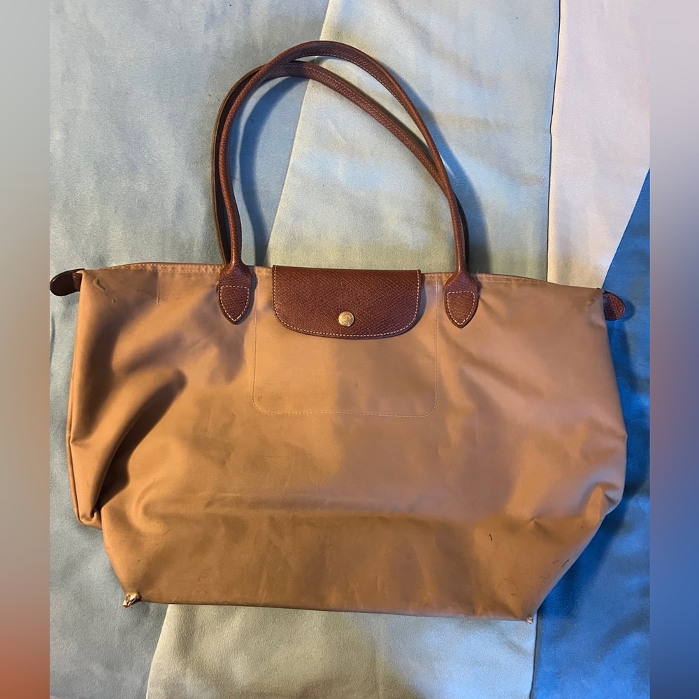Longchamp Le Pliage large tan tote bag